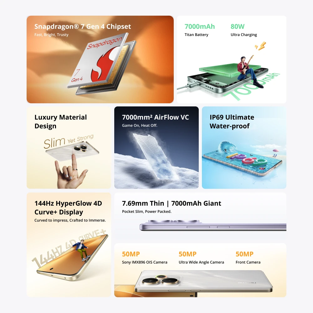 [العرض الأول في العالم] كاميرا خلفية Realme 15 Pro 5G إصدار صيني 6.8 بوصة 144 هرتز 7000 مللي أمبير في الساعة 80 وات SuperVOOC 50 ميجابكسل Snapdragon 7 Gen 4