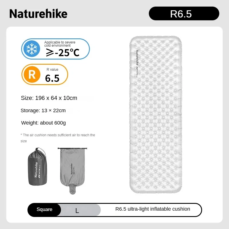 R6.5 Naturehike Inflating Camping Mat Warm Inflatable Sleeping Pad Ooutdoor Hiking Tent Air Bed Mattres R Value 8.8