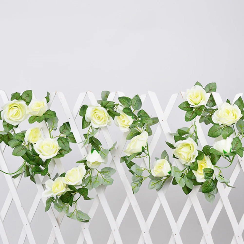 

3 Pcs Artificial Rose Vine Simulation Flower Rattan Decor Wall Rustic Home Wedding Party Festival Decor Photography Props