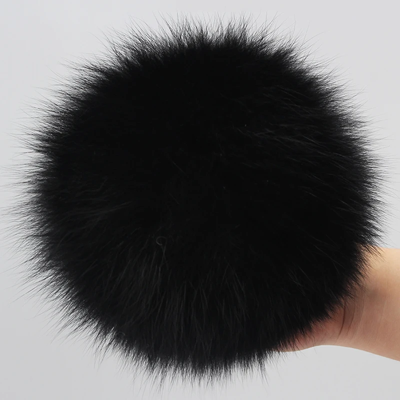 CNTANG 100% Natural Raccoon Fur Pompom For Hats Real Fox Fur Pom Pom Beanies Fur Pompon With Buckle Caps Scarf Accessories DIY