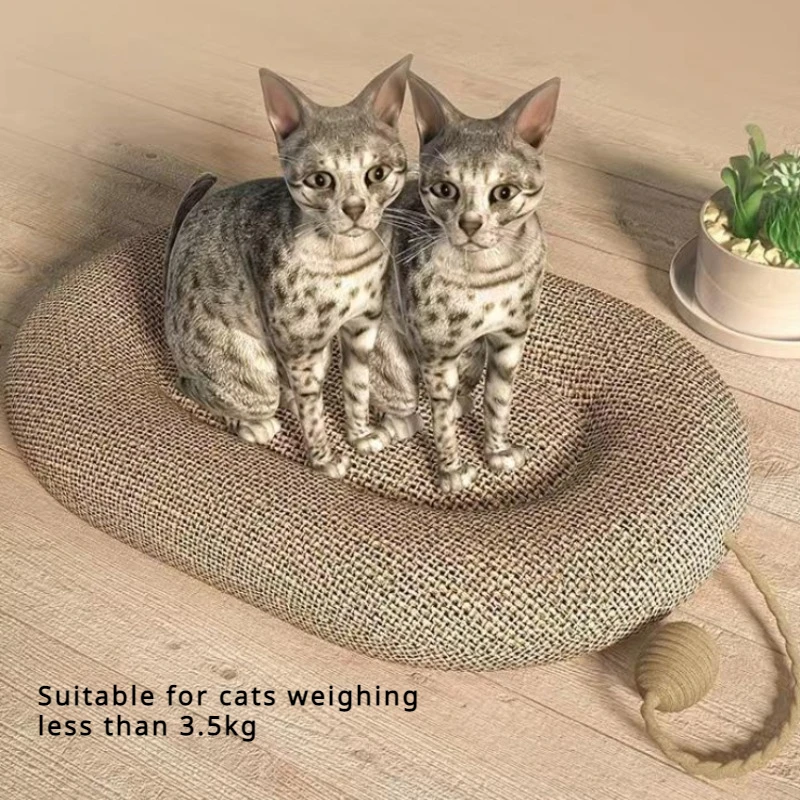 New Oval Cat Scratcher Pads Sisal Cat Scratching Board Household Kitten Bed Nest Bite- Resistant Chew Toy Pet Training Supplies