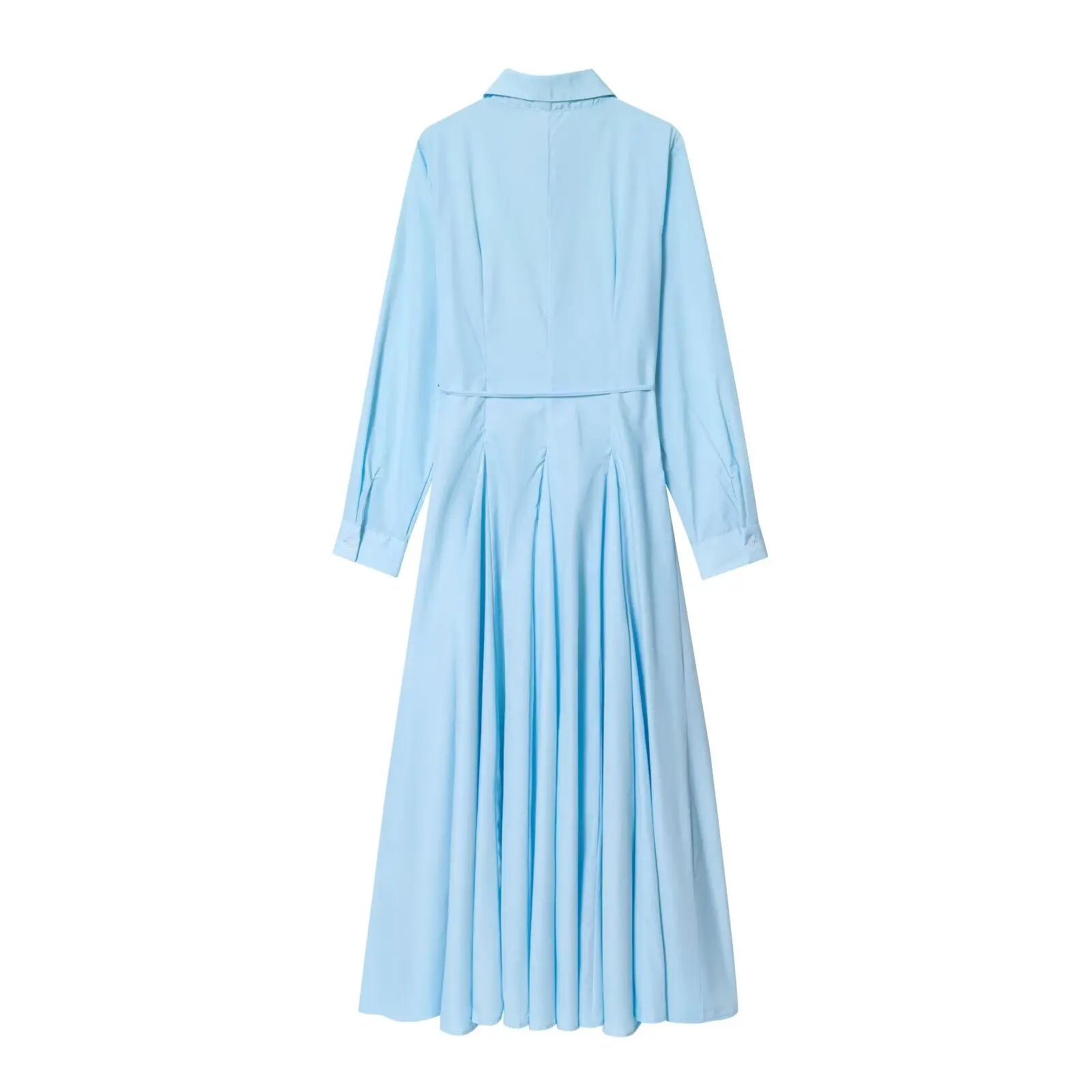 KONDALA Elegant Women Shirt Dress Slim Waist Lace-up Long Dress 2025 Spring Fall Fashion Commute Sweet Long Sleeves Lady Dress