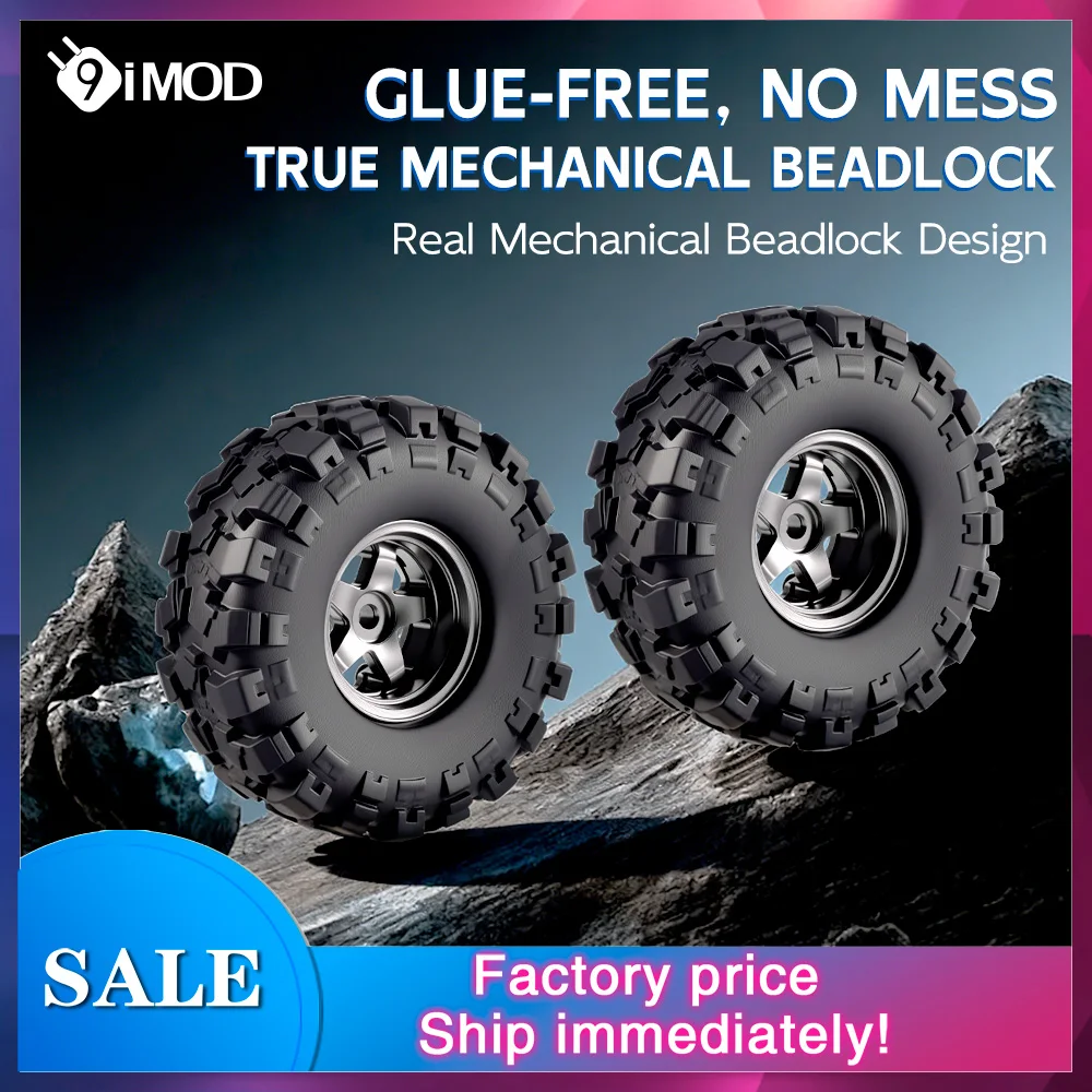 9IMOD Metal 0.7 Inch Beadlock Wheels 39mm Rubber Tires for 1/30 SCX30 RC Crawler CNC Machined Wheel Rims Upgrade Parts Set