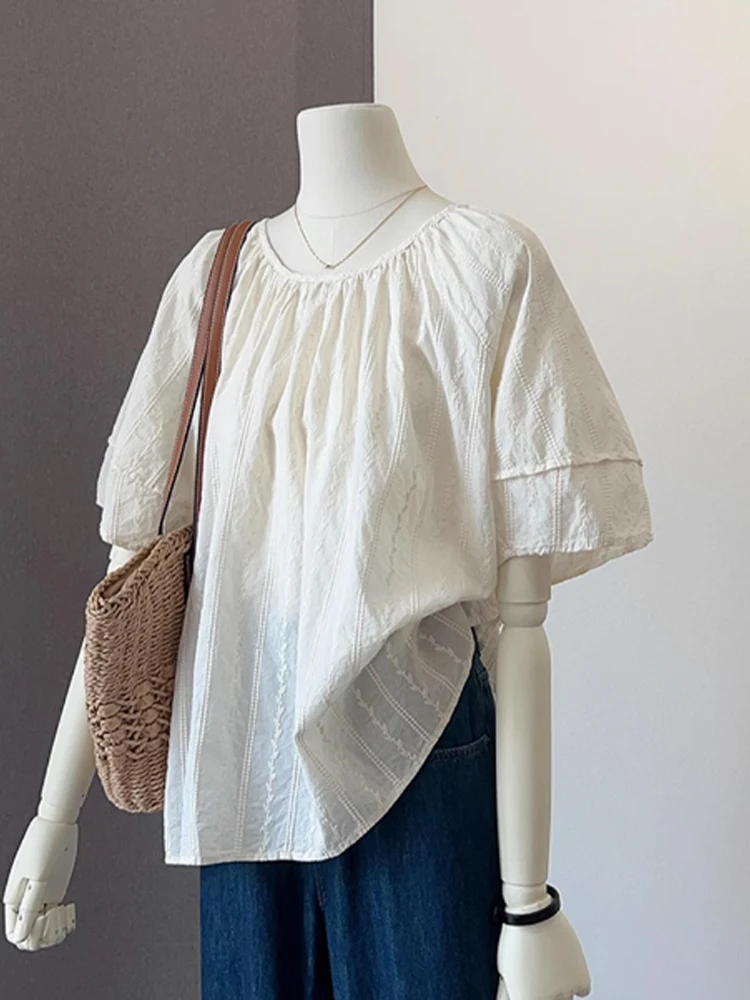 Лето 2023, женские повседневные свободные ort Sve irt Faionable Age-Defng, универсальный дизайн, Sensation для поездок на работу, чистый цвет