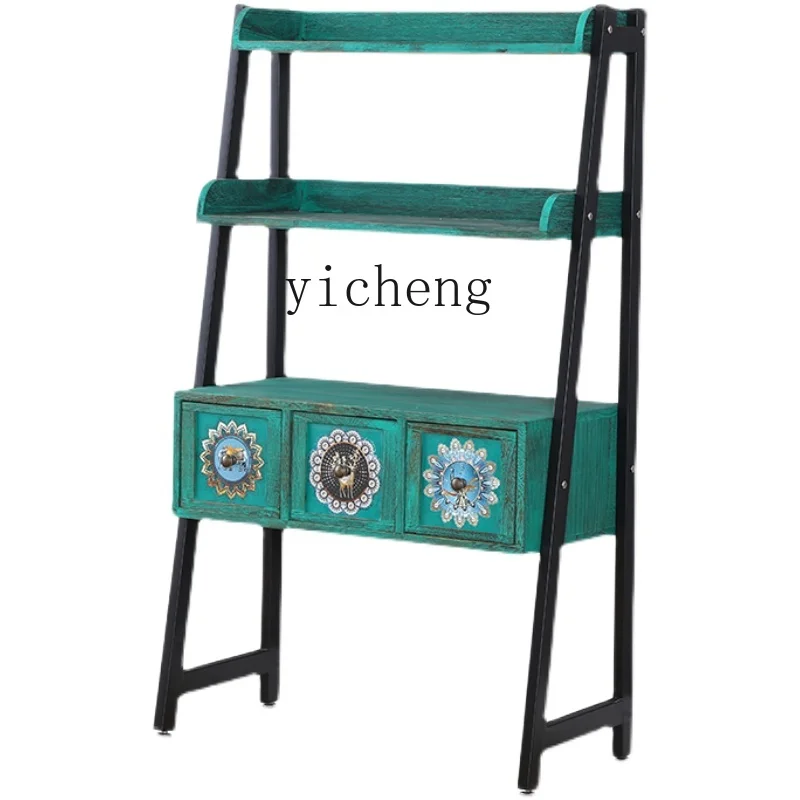 ZYA Retro Painted Living Room Storage Rack Balcony Multi-layer Organizer desk decoration home accessories