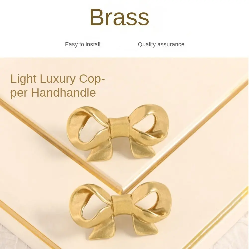 الذهب اللون ربطة القوس فيونكة النحاس مقبض الرجعية الأثاث الأجهزة خزانة مقابض الأبواب دفع سحب الفاخرة خزانة درج يسحب ديكور المنزل
