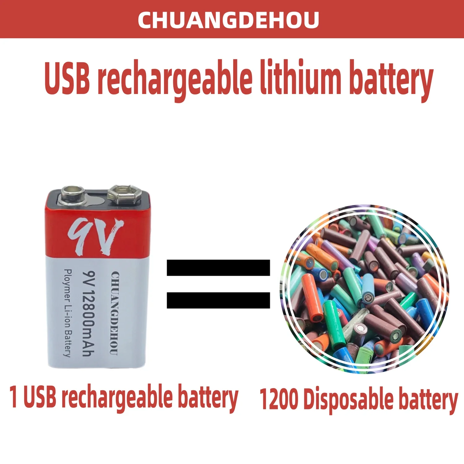 9V Battery USB 12800mAh Lithium ion Rechargeable Battery Mini USB Battery 9V Lithium Used for Multimeter Mic Toy Remote Control