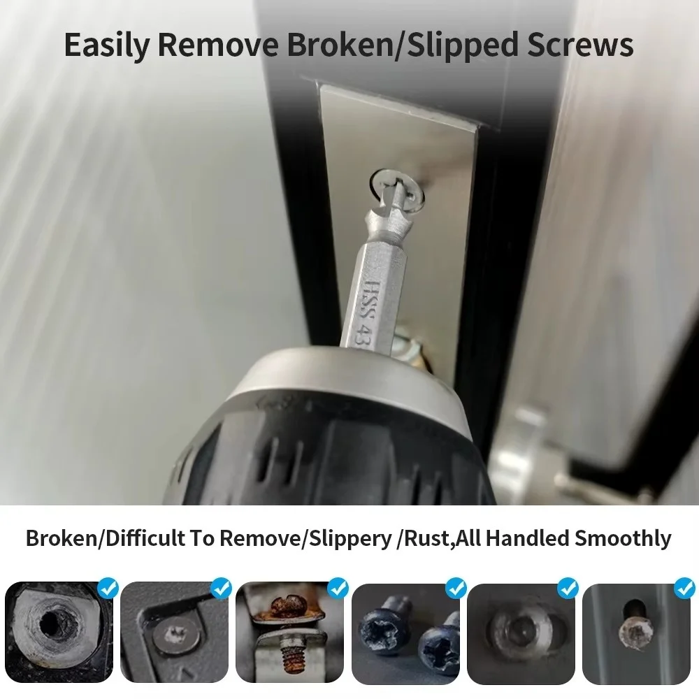 6PCS Double Headed HSS Screw Extractor Set Broken Stripped Damaged Screw Remover Drill Bit Quick Take‑Out Demolition Hand Tool gallery 5