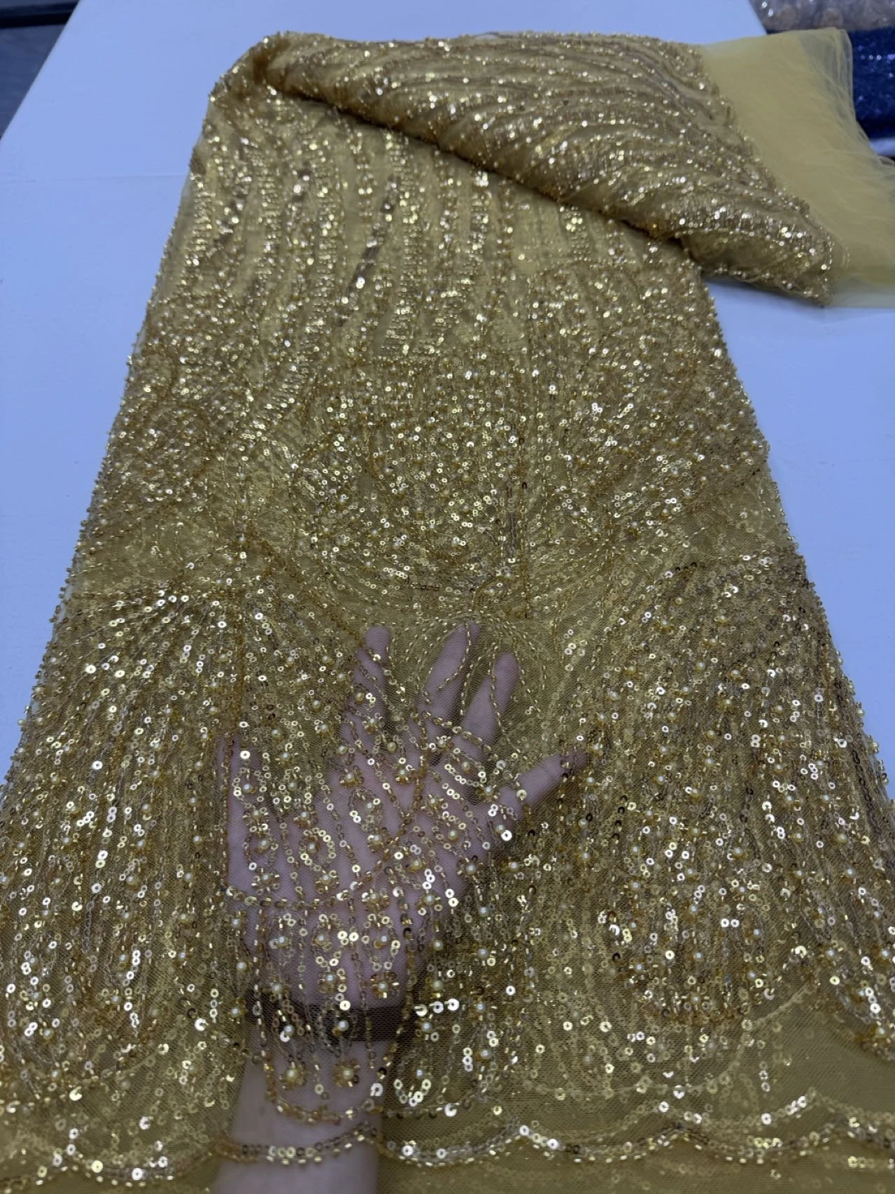 

Новейшая высококачественная тюлевая кружевная ткань в африканском нигерийском стиле 2025 года с вышивкой, 5 ярдов для выпускных платьев с блестками, шитье JY472