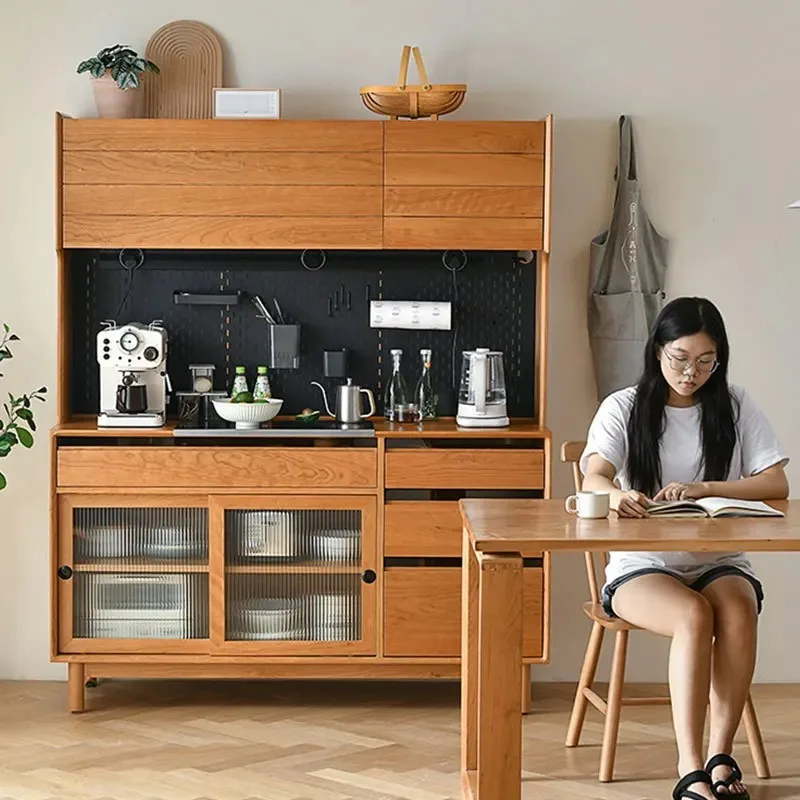 solid wood dining side  Nordic household wine  Tea cabinet Living room wall locker Kitchen locker High cabinet