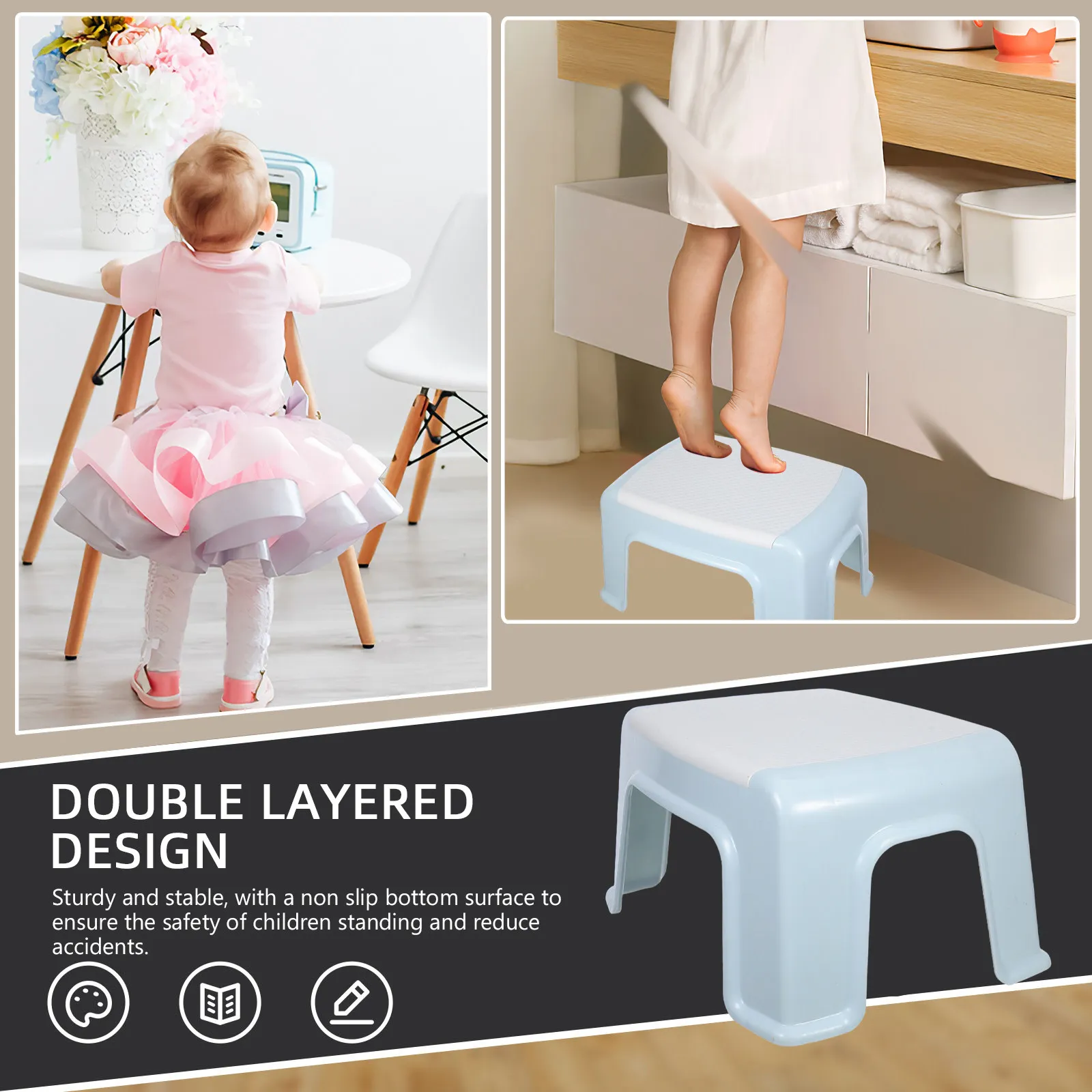 Small Plastic Step Stool for Non-Slip Bath Shower Foot Rest Shoe Changing Stool Helper Home Use
