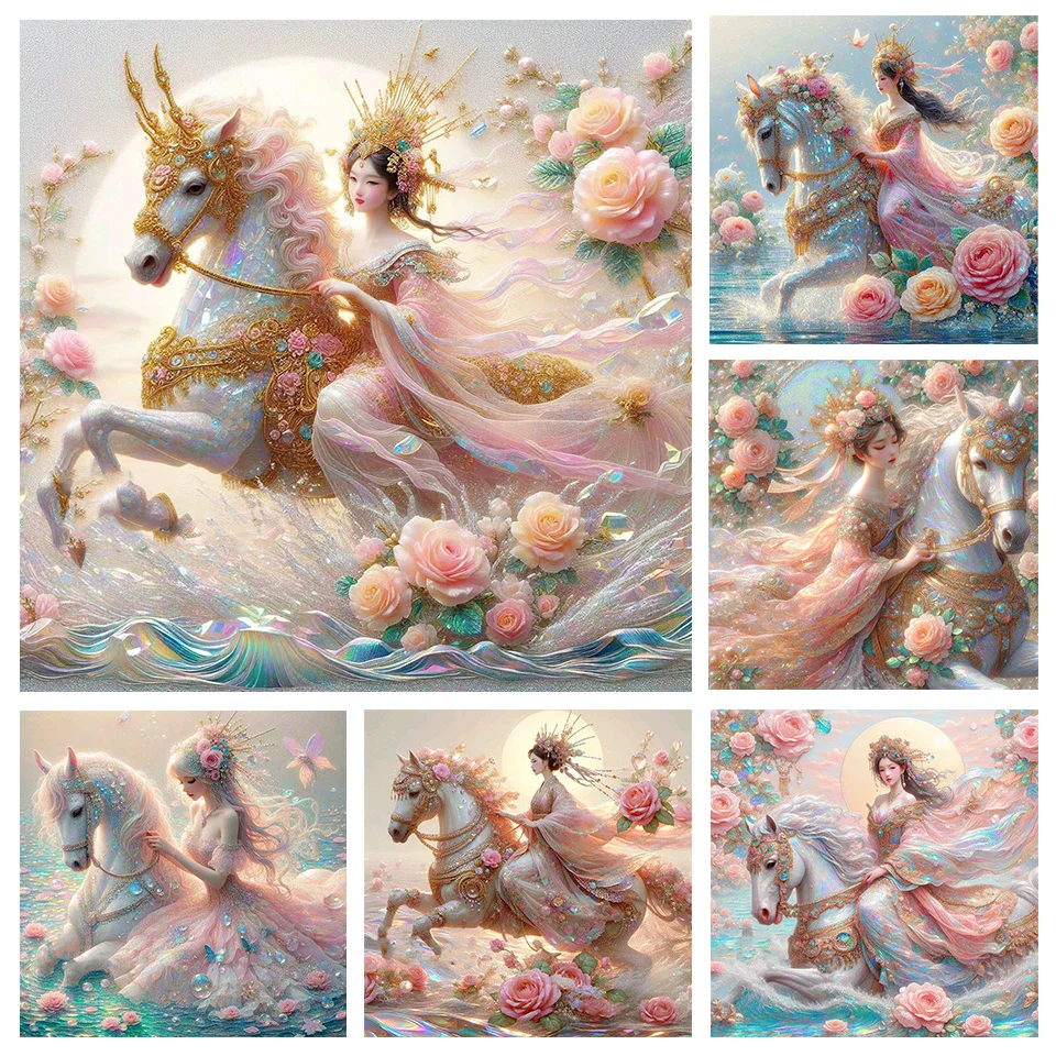 Diamond Painting New 2024 Fantasy Ancient Woman and Horse DIY Diamond Embroidery Cross Stitch Kit Mosaic Handicraft Home Decor