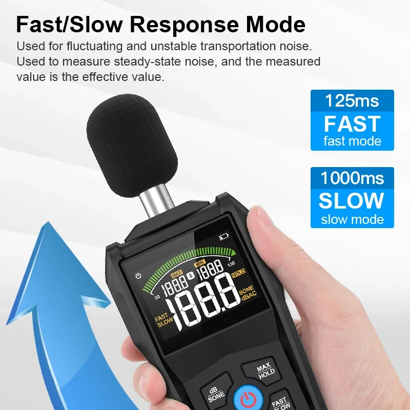 

Mestek Sound Level Meter 30-130dB Noise Measuring Instrument Digital Handheld Color Screen Display Sound Meter Noise Meter SL720