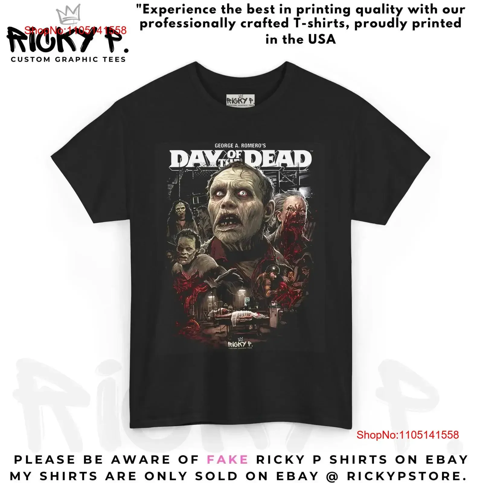 

Футболка из фильма «День мертвых» Ricky P 1985, футболка из плотного хлопка из плотного хлопка, винтажная стираная уличная одежда, растянутая дышащая графика