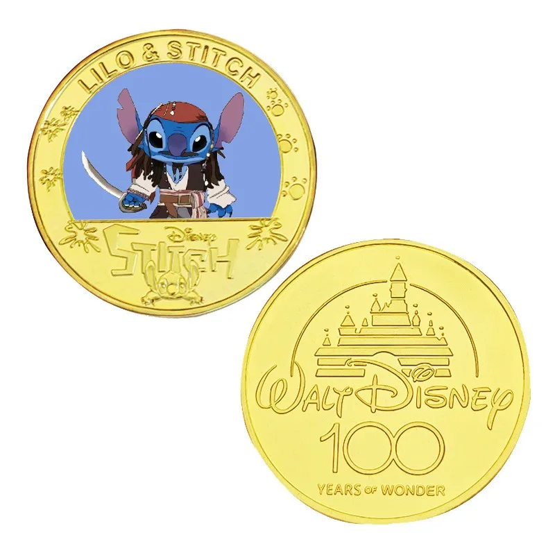 Disney Cartoon Lilo & Stitch Series New Style Commemorative Gold Coin Collect Ornaments Anime Figures Stitch Toy Birthday Gifts