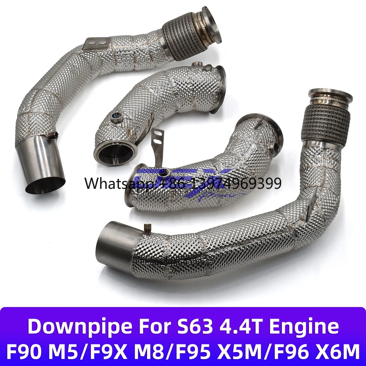 For DEX Downpipe for F90 M5/F9X M8/F95 X5M/F96 X6M S63 4.4T V8 Engine SS304 With Heat Shield High Performance Exhaust Down Pipe