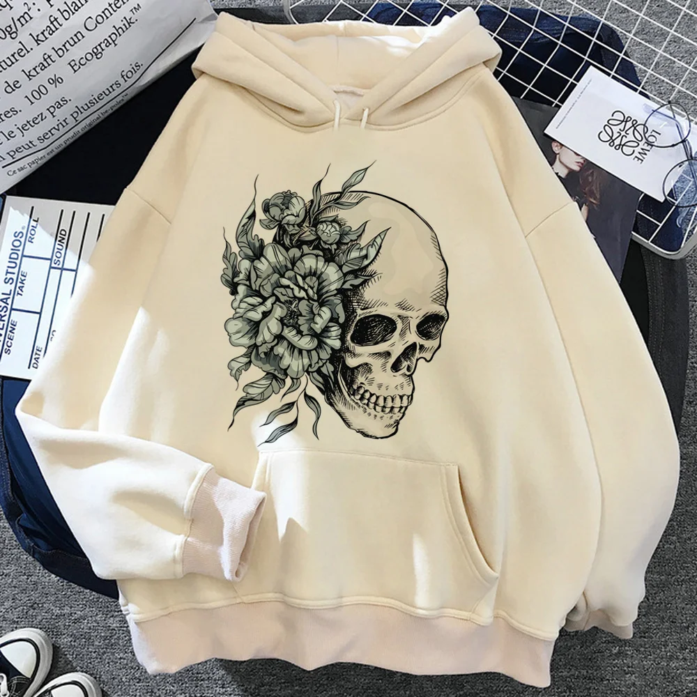 

Skull hoodies women anime Winter aesthetic anime hoddies female graphic Pullover