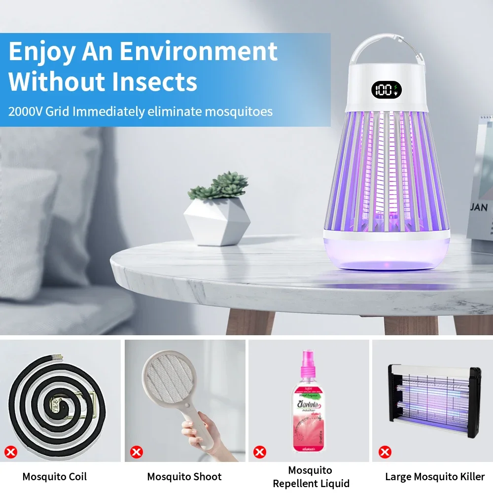USB Charging Electric Mosquito Lamp Portable Indoor Outdoor 2 in 1 Killer with Safety Shock Feature for Home image 6