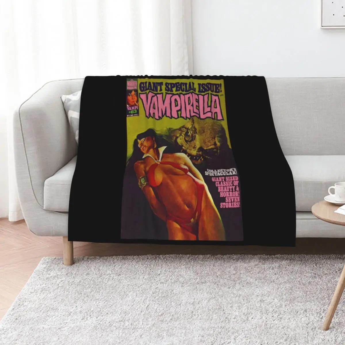 GOODY! ANOTHER GREAT VINTAGE VAMPIRELLA MAGAZINE COVER! #63 Throw Blanket Hair Soft Big Designers Cute Plaid Custom Blankets