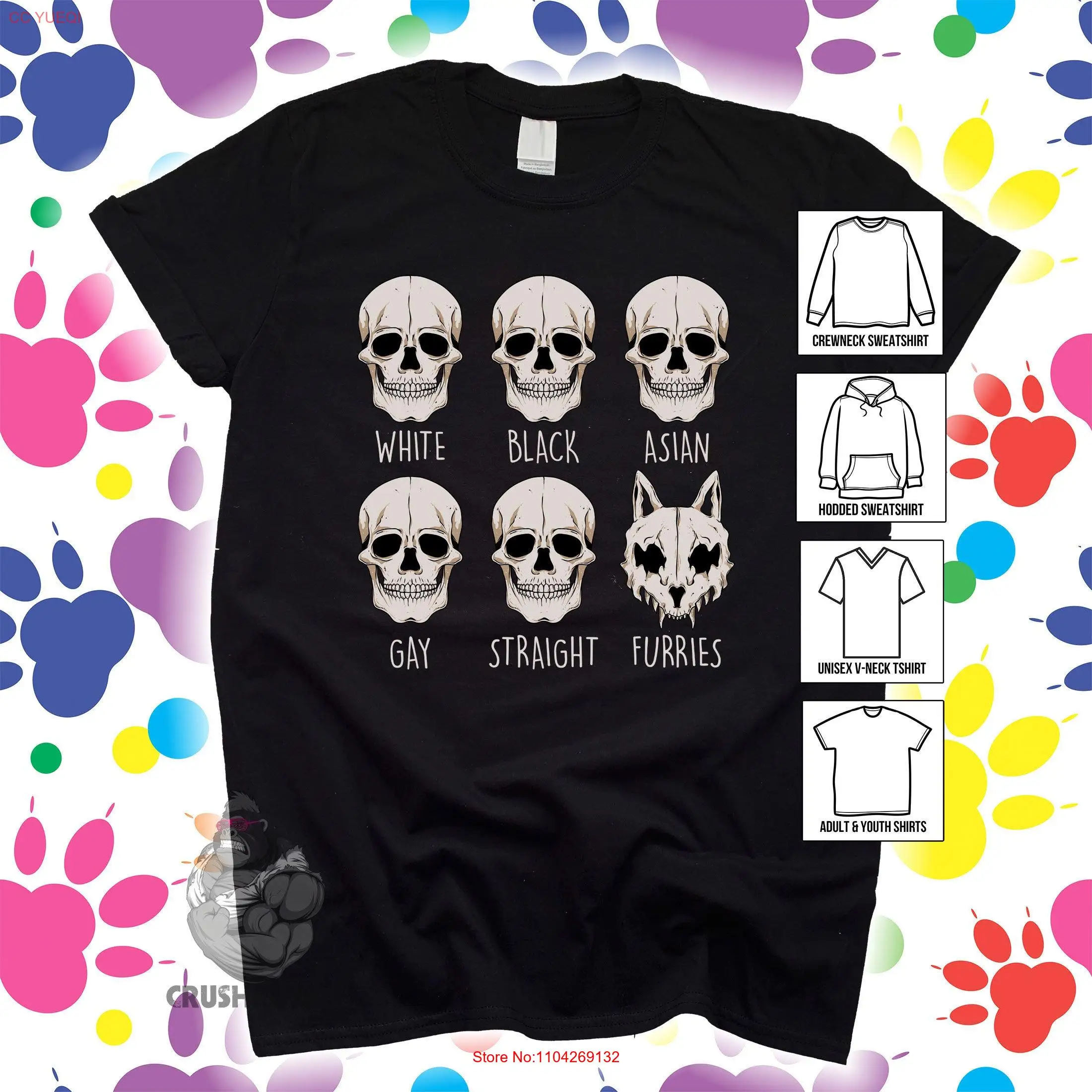 

Пушистая футболка Merch Fursona Fandom Proud Clothing Brands Art All Equal с длинными или короткими рукавами