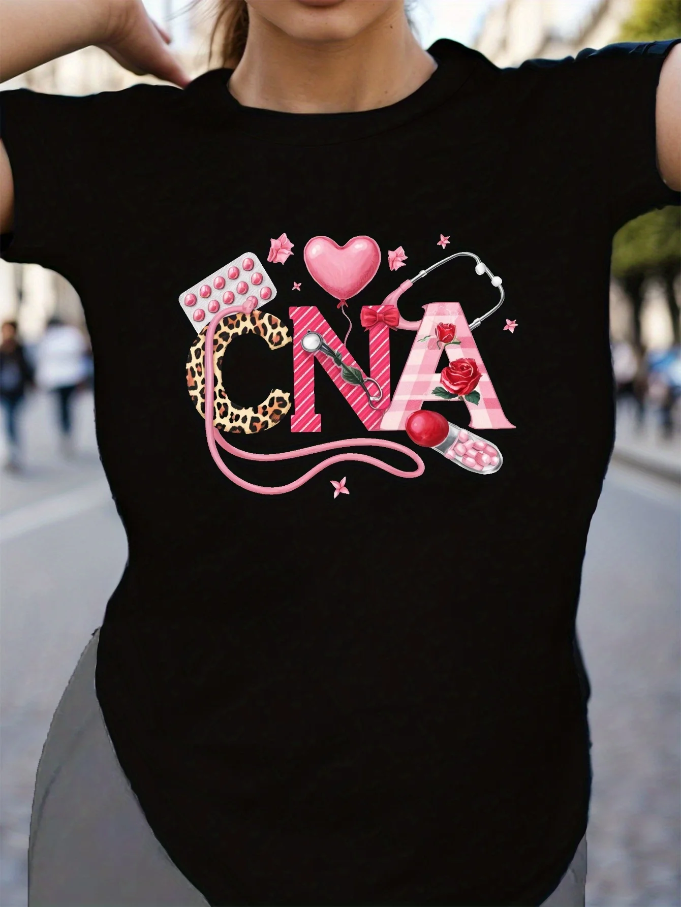 Weergegeven Comfit T-shirt voor dames Leopard CNA Prominente esthetische kleding