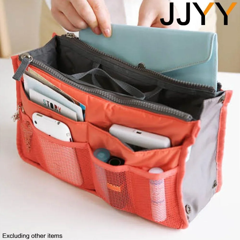 

Nylon Travel Handbag Organizer Insert Cosmetic Storage Bag for Women Travel Outings Practical Dual Purse with Multiple Pockets