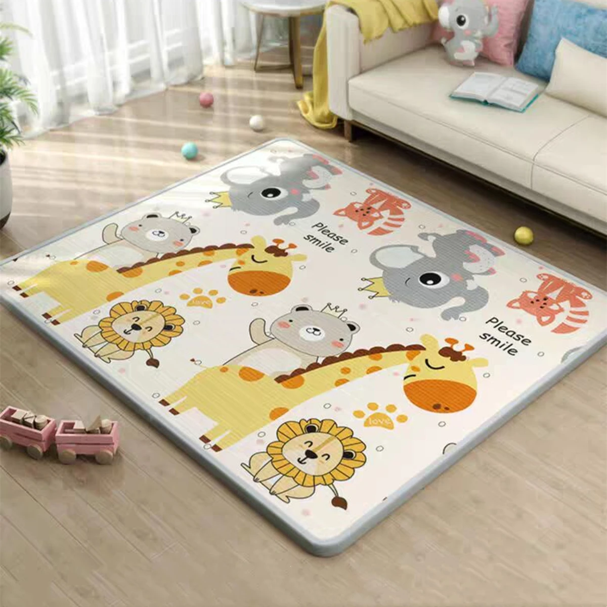 Thick 1cm 200x180cm Giraffe Lion Baby Play Mat Puzzle Children's Mat Baby Climbing Pad Kids Rug Baby Game Mats Toys for Children