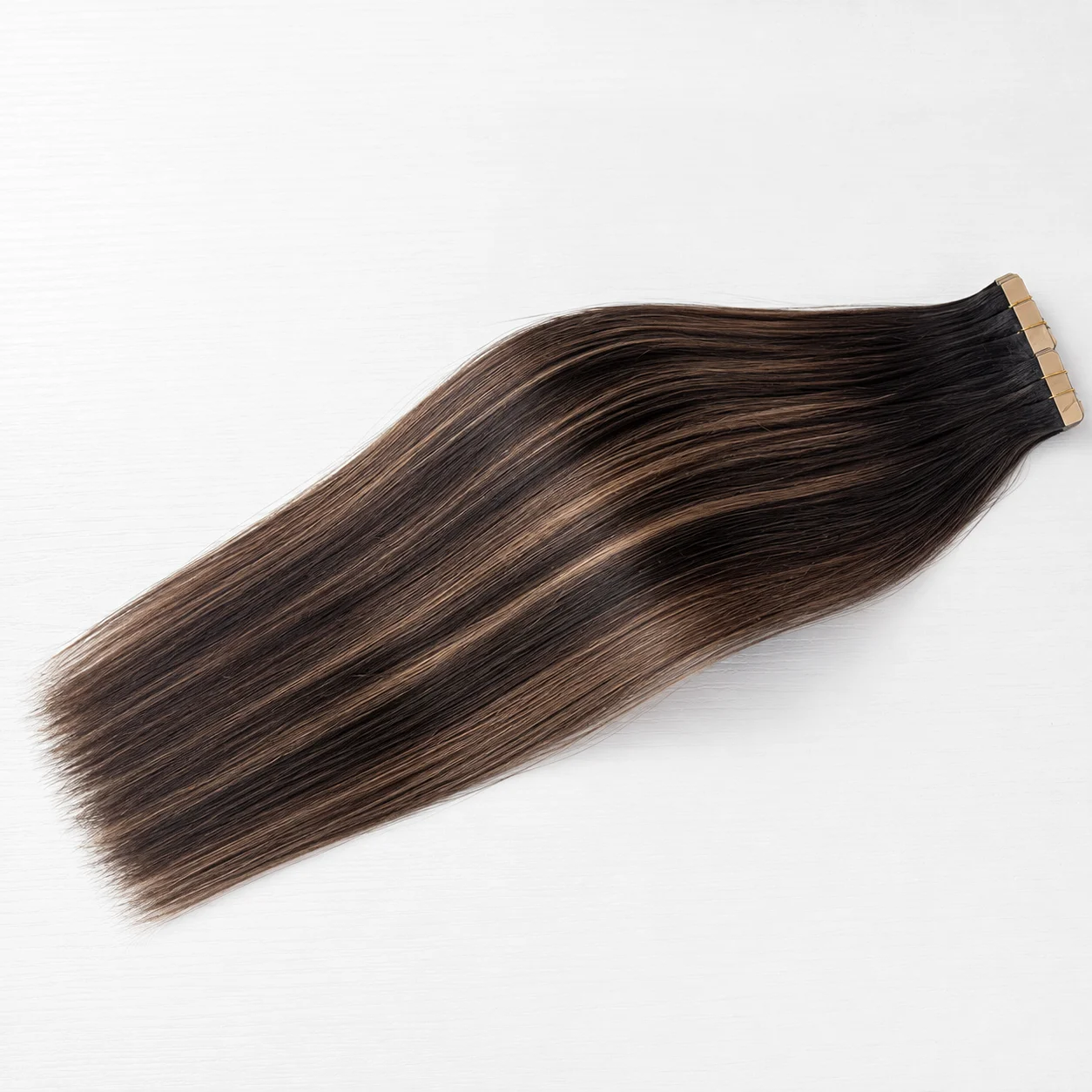 18-26 Inch Highlight Ombre Tape in Hair Extensions Human Hair T26P2# Dark Brown To Chestnut Brown Seamless Invisible Straight Hair Natural Brazilian 63Pcs/3Pack Skin Weft Tape PU Pure Hair 100% Human Hair For Women Everyday Wear