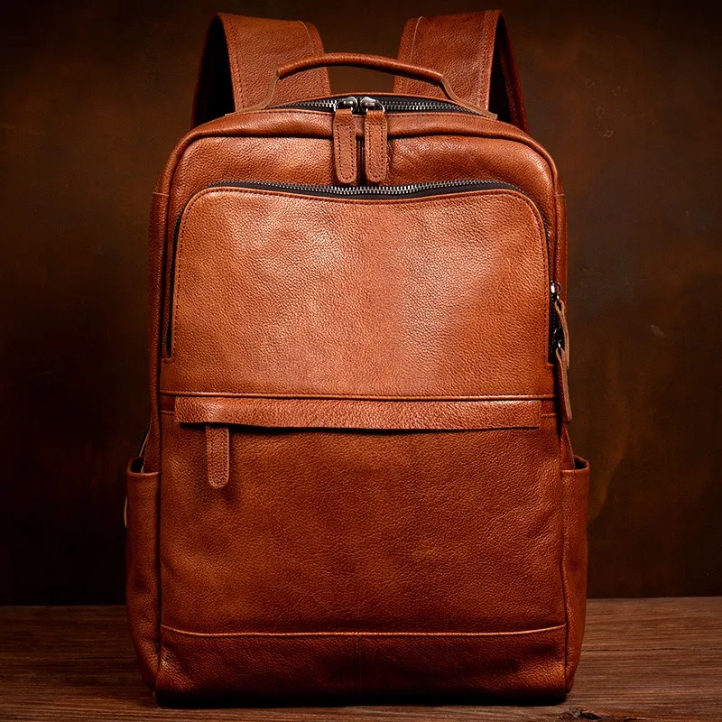 

Men's horizontal briefcase, made of top - grade cowhide, a computer bag with multiple pockets, a genuine leather casual travel b
