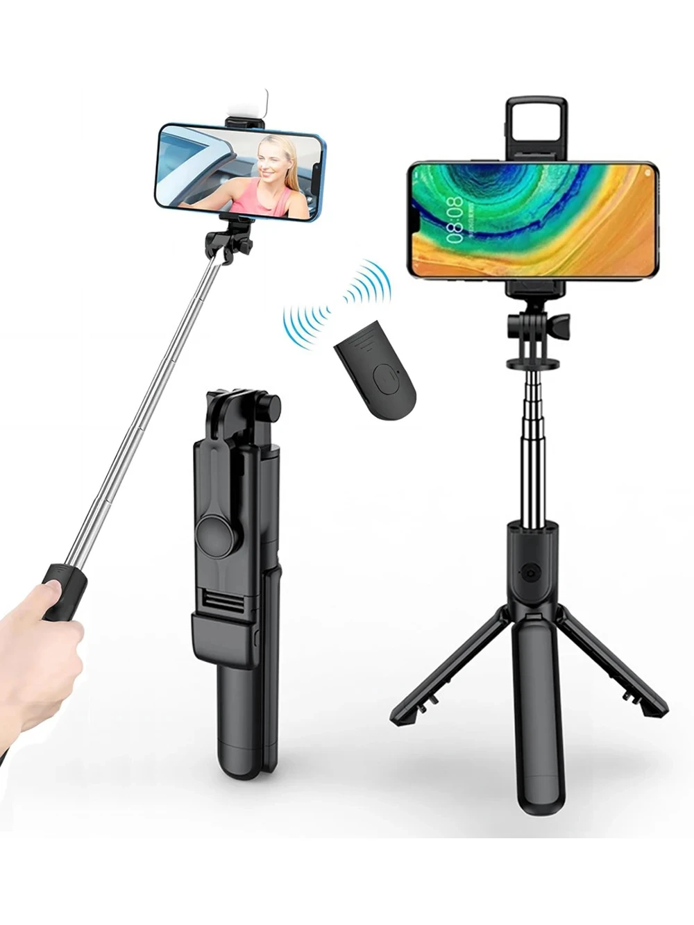 3In1 Bluetooth Wireless Selfie Tripod With Fill Light Shutter Remote Control Portable Foldable Monopod For I Smart_voghion.com