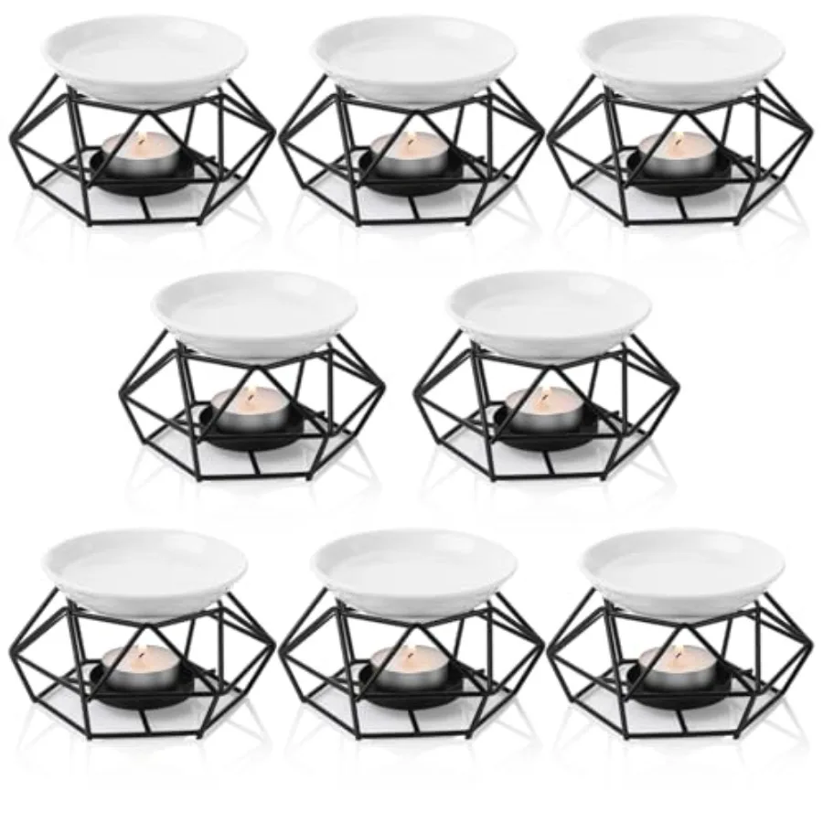 

8 Pcs Romantic Essential Oil Burner Black Metal Wax Melt Bird Nest Style Tealight Wax Warmer Delicate Tealight Candle Holder Ca