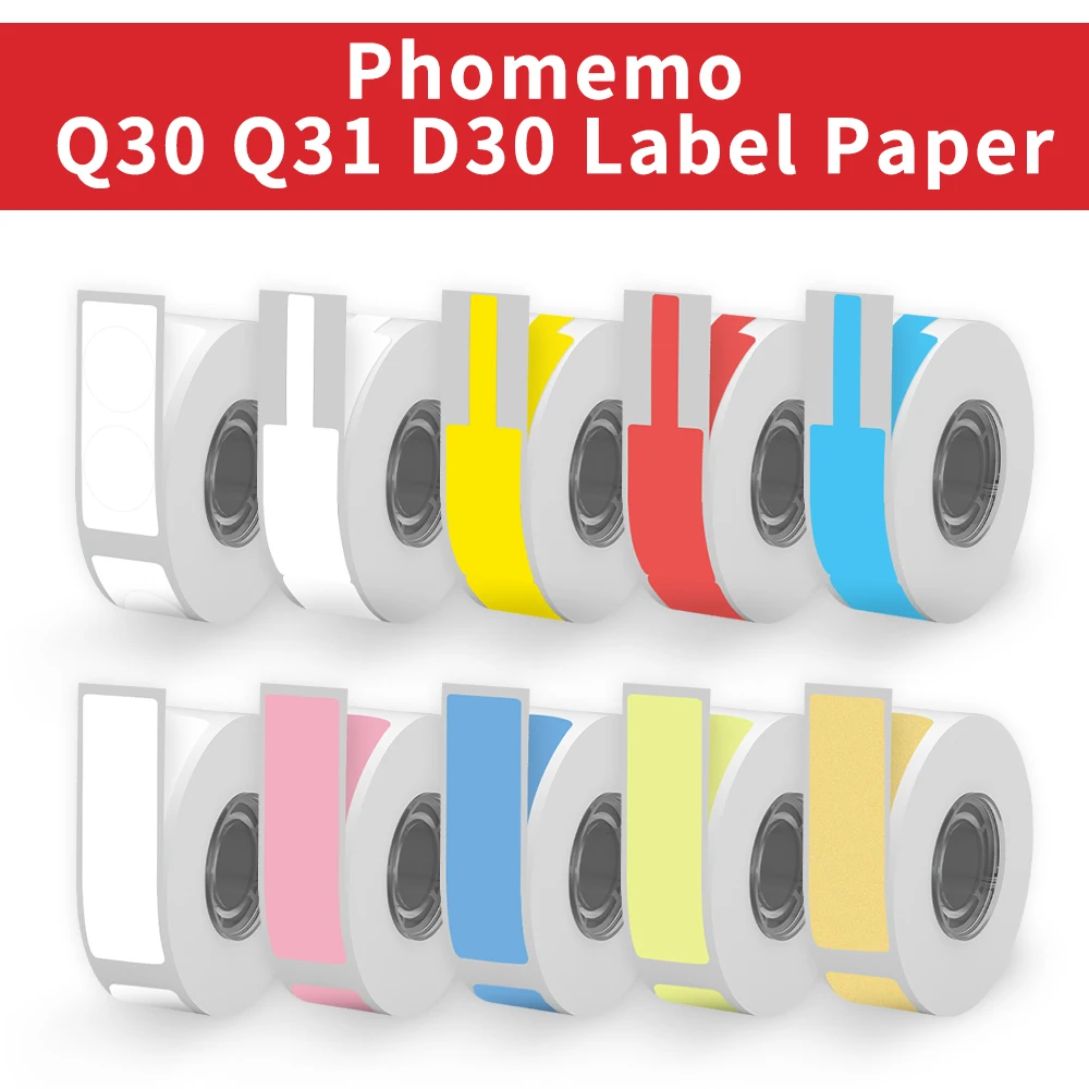 Phomemo White Thermal Paper Transparent Stickers Labels For Phomemo Q30/D30/Q31/Q30S Label Printer Sticker Mini Portable Printer