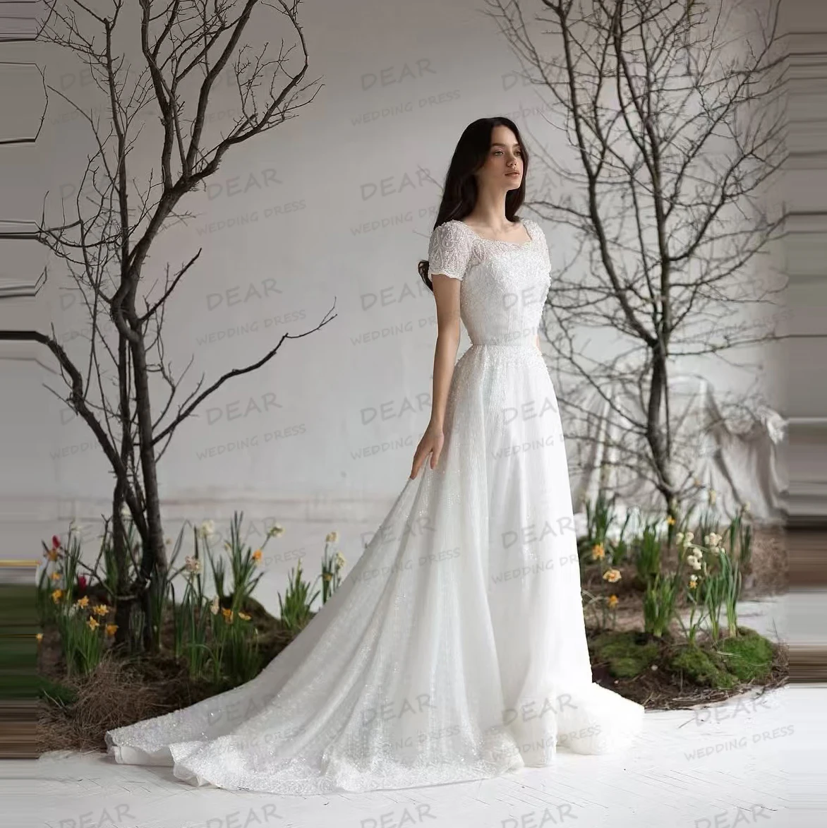 

Exquisite Woman's A Line Wedding Dresses Lace Sexy Appliques Cap Sleeve Bridal Gowns Boho Elegant Vestidos De Novia Customized