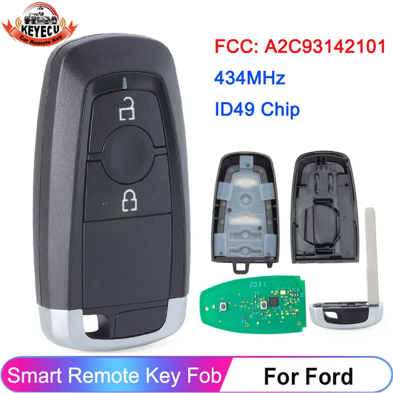 

KEYECU HS7T-15K601-DD For Ford Edge S-MAX Galaxy Ecosport Ranger PXIII PROX 2017 2018 2019 2020 A2C93142101 Smart Car Key 434MHz