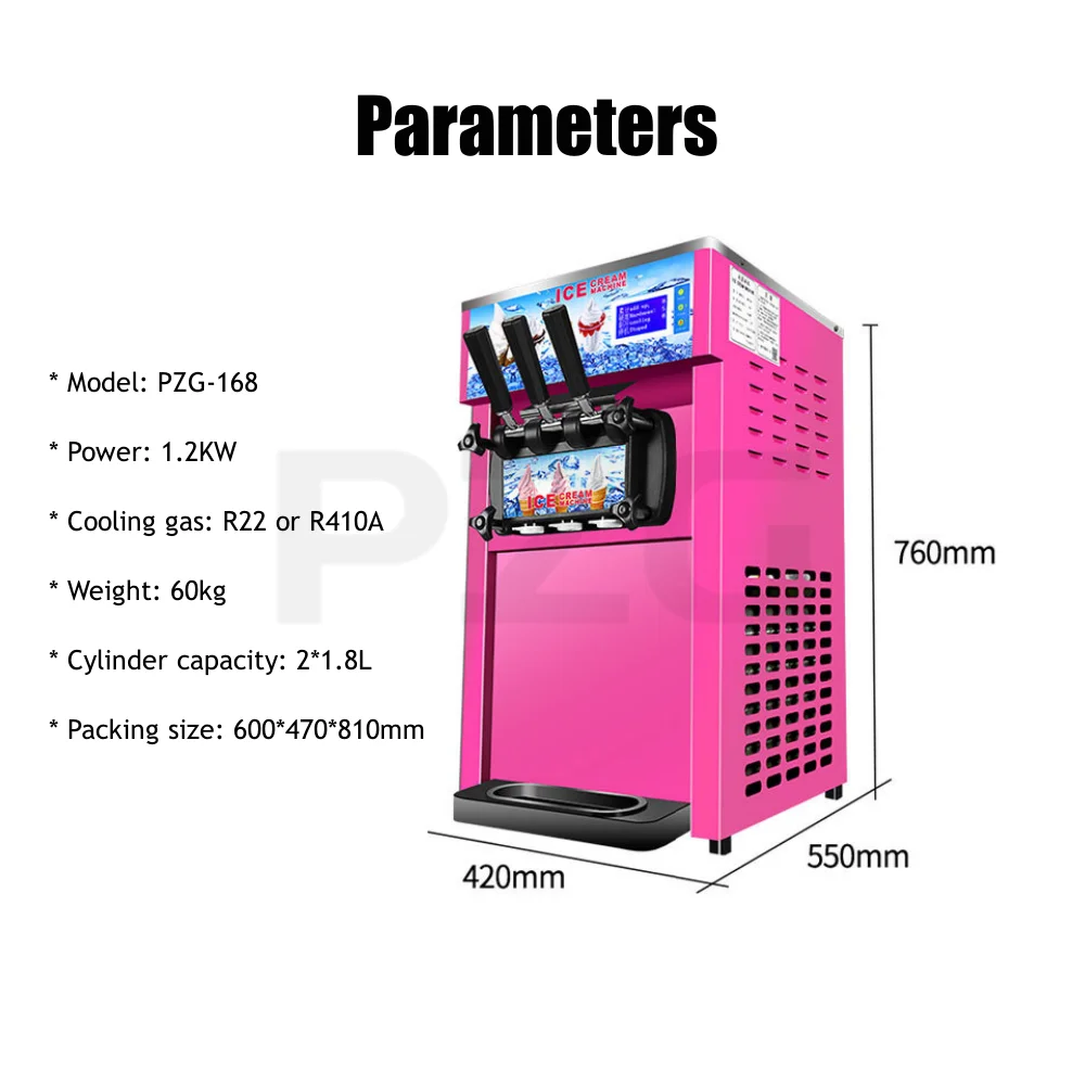 110V 220V 3 Flavors Soft Serve Ice Cream Machine Commercial Electric Ice Cream Makers Desktop Sundae Making Machine