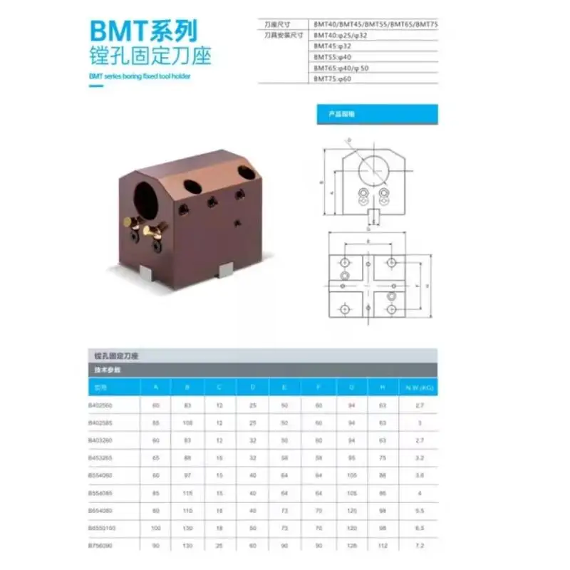 Lathe fixed tool holder BMT40/45/55/65 boring CNC turning and milling compound power head