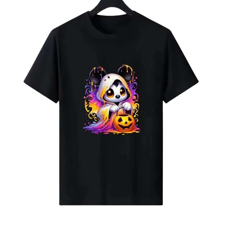 ديزني ميكي ماوس نمط Kawaii جولة الرقبة امرأة الوالدين والطفل الملابس أعلى السيدات رخيصة قصيرة الأكمام تي شيرت الرجال بلوزات