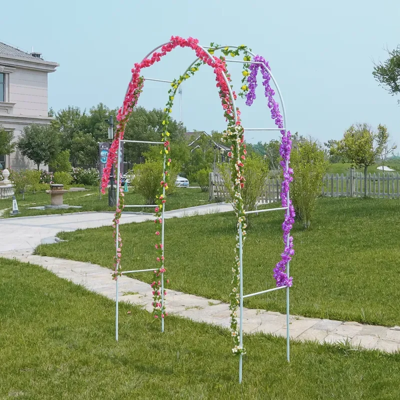 White Metal Wedding Arch Stand Decorative Wrought Iron Flower Holder for Door Ceremony Decoration Wholesale Event Party