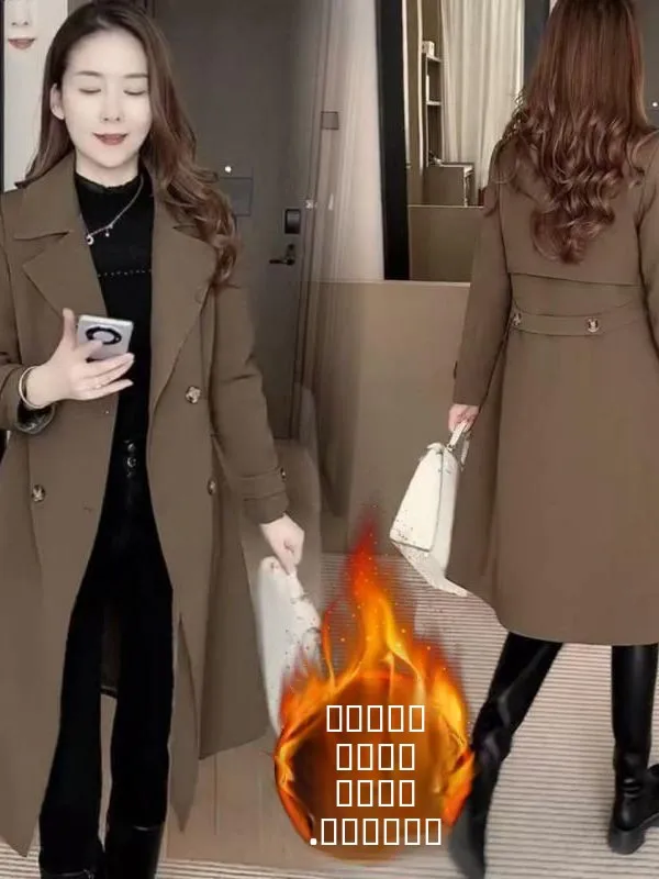 

Утепленная женская ветровка Thiened Fce на осень-зиму, новая модель, с отложным воротником, приталенная, средней длины, в корейском стиле