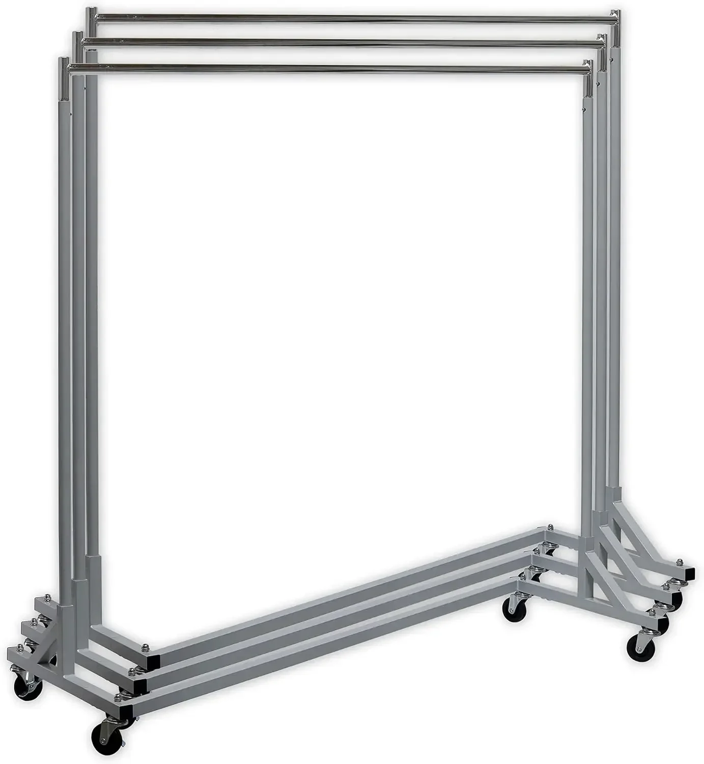 Industrial Grade Z-Base Garment Rack, 400lb Load with 62in extra long bar