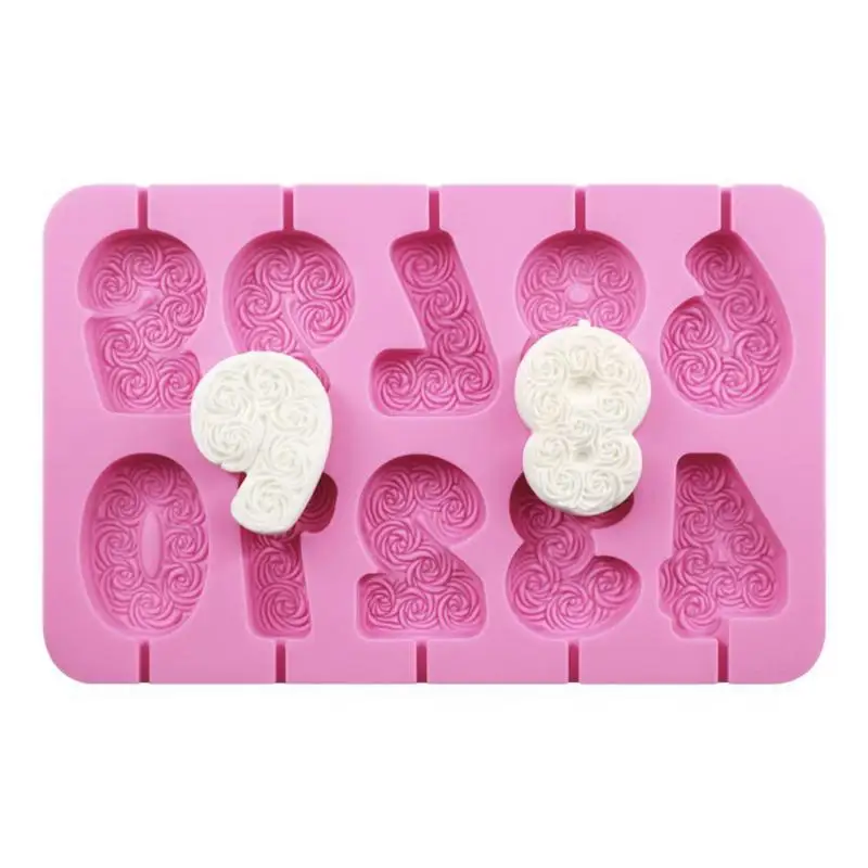 0-9 Numbers Birthday Candle Silicone Mold Fondant Cake Chocolate Candy Mould Craft Making Party Baking Decorating Tool