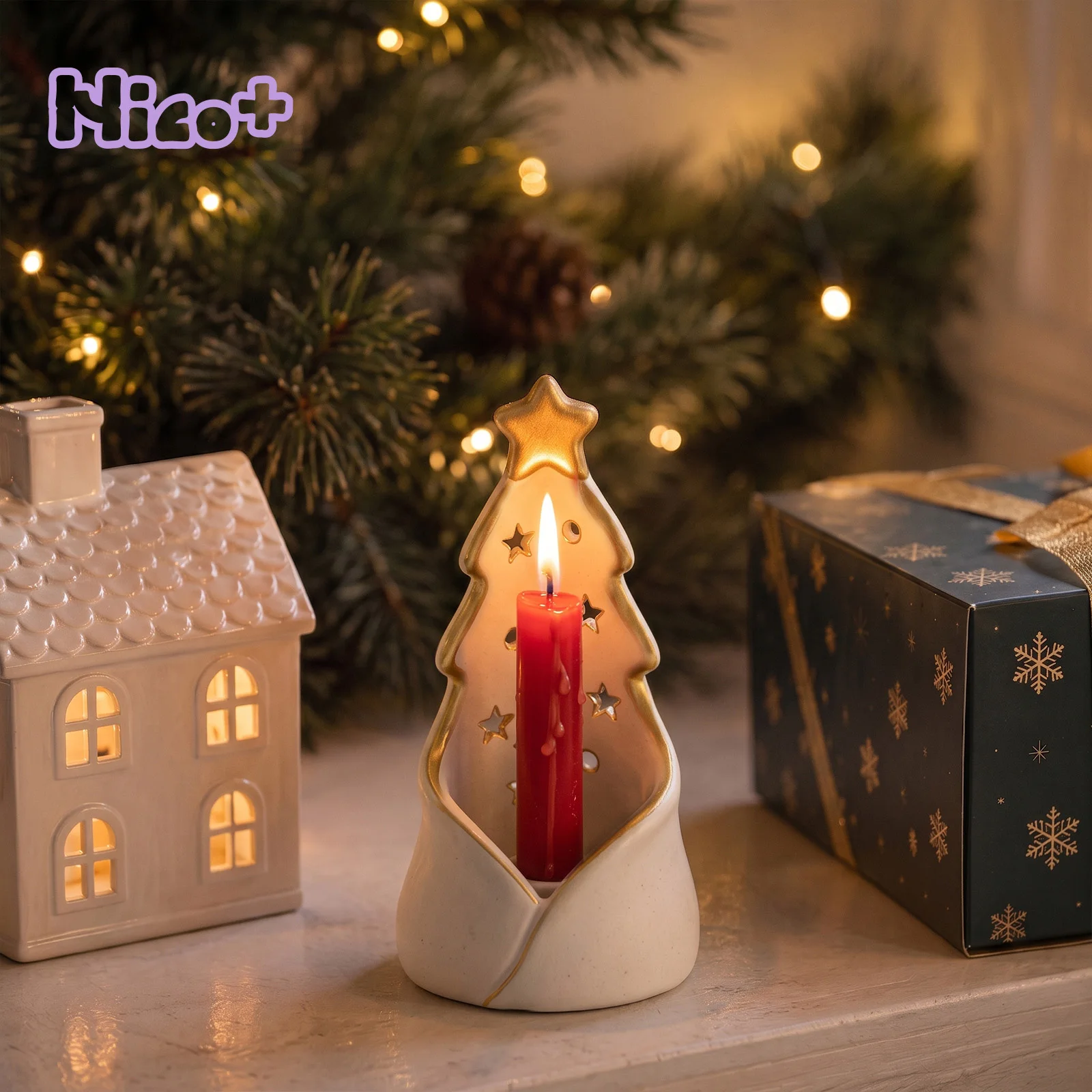 Azulmostaza × Boowan Nicole Stardust Christmas Tree Candle Holder Concrete JesmoniteSilicone Mold