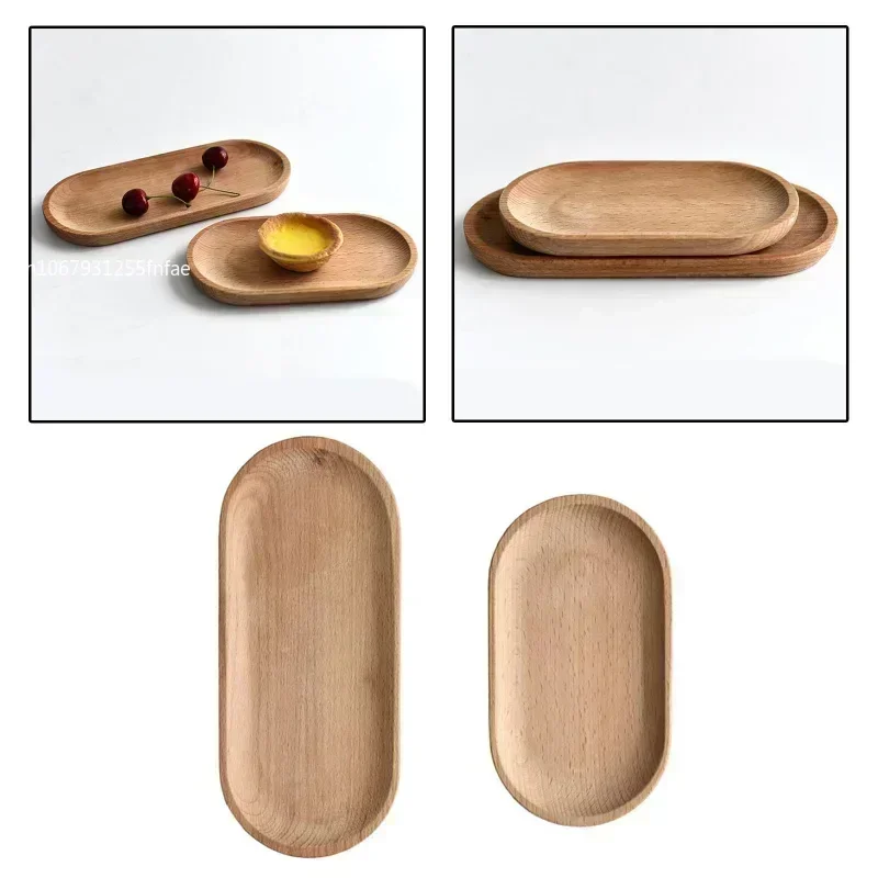 Japanese Style Food Oval Plate Wooden Serving Tray Tea Cup Saucer Trays Fruit Plate Storage Pallet Plate Kitchen Table Decor