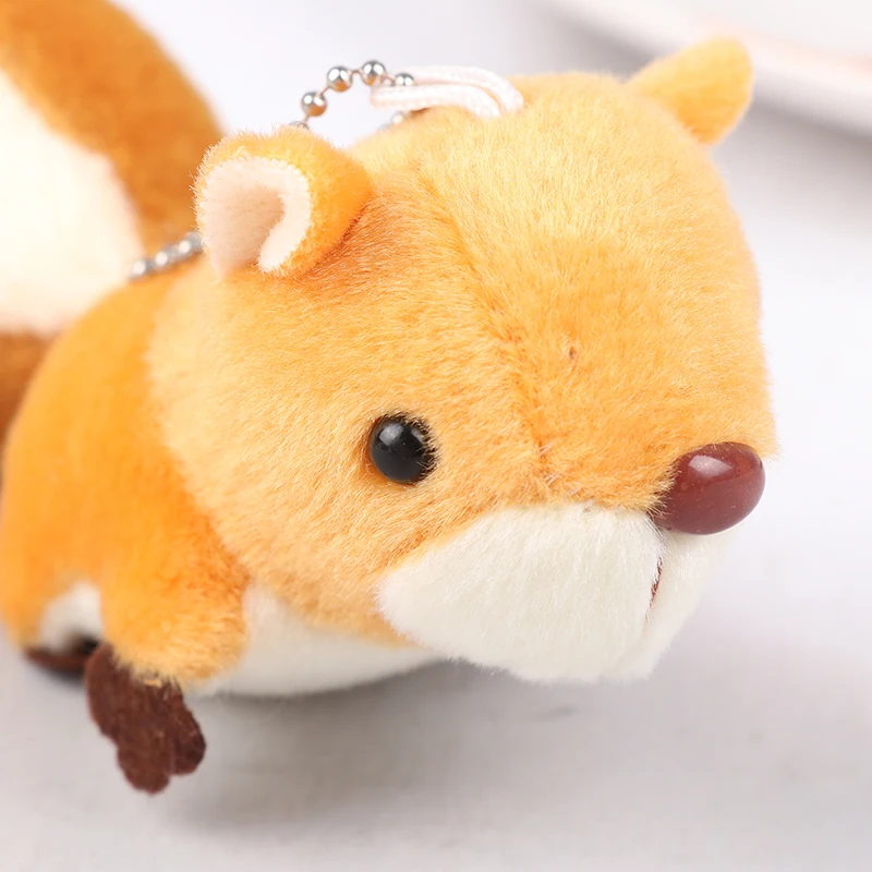 Cute Mini Squirrel Plush Toy Stuffed Doll Pendant Decorations Keychain Key Ring Backpack Oversized Tail Squirrel Bitrhday Gift