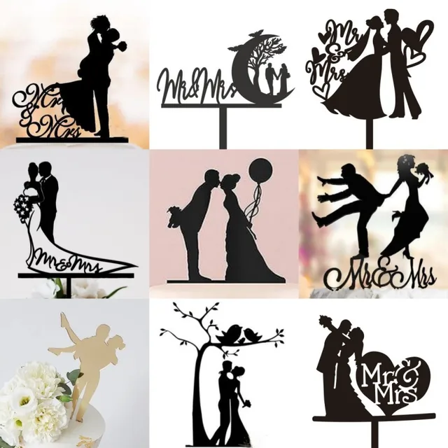 Ins Mr&Mrs Happy Wedding Cake Topper Black Acrylic Bride Groom Valentine's Day Party Cake Topper Wedding Gift Dessert Decoration 2 Ins Mr&Mrs Happy Wedding Cake Topper Black Acrylic Bride Groom Valentine's Day Party Cake Topper Wedding Gift Dessert Decoration 2