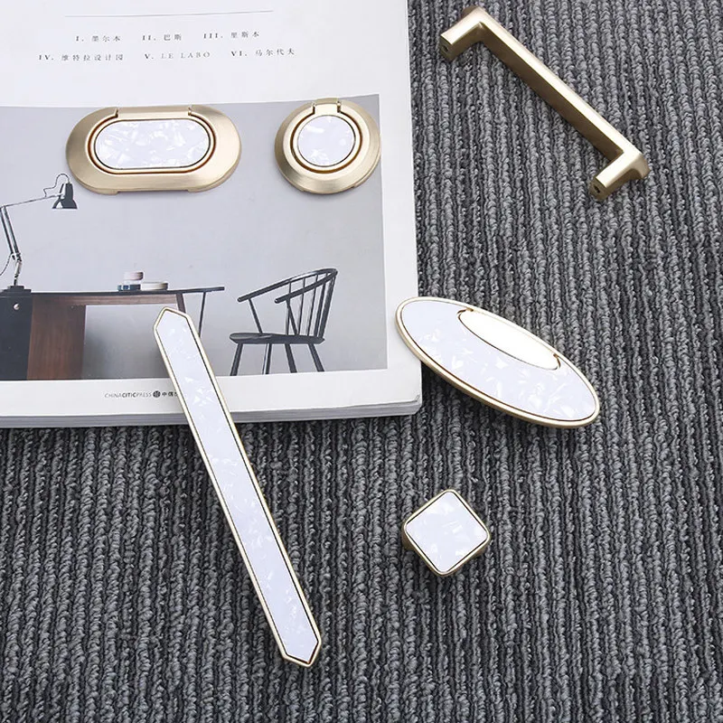 Natural Shells Furniture Handle Door Drawer Knobs Solid Brass Cabinet Handles For Kitchen Wine Cupboard Wardrobe Pulls DiyHome