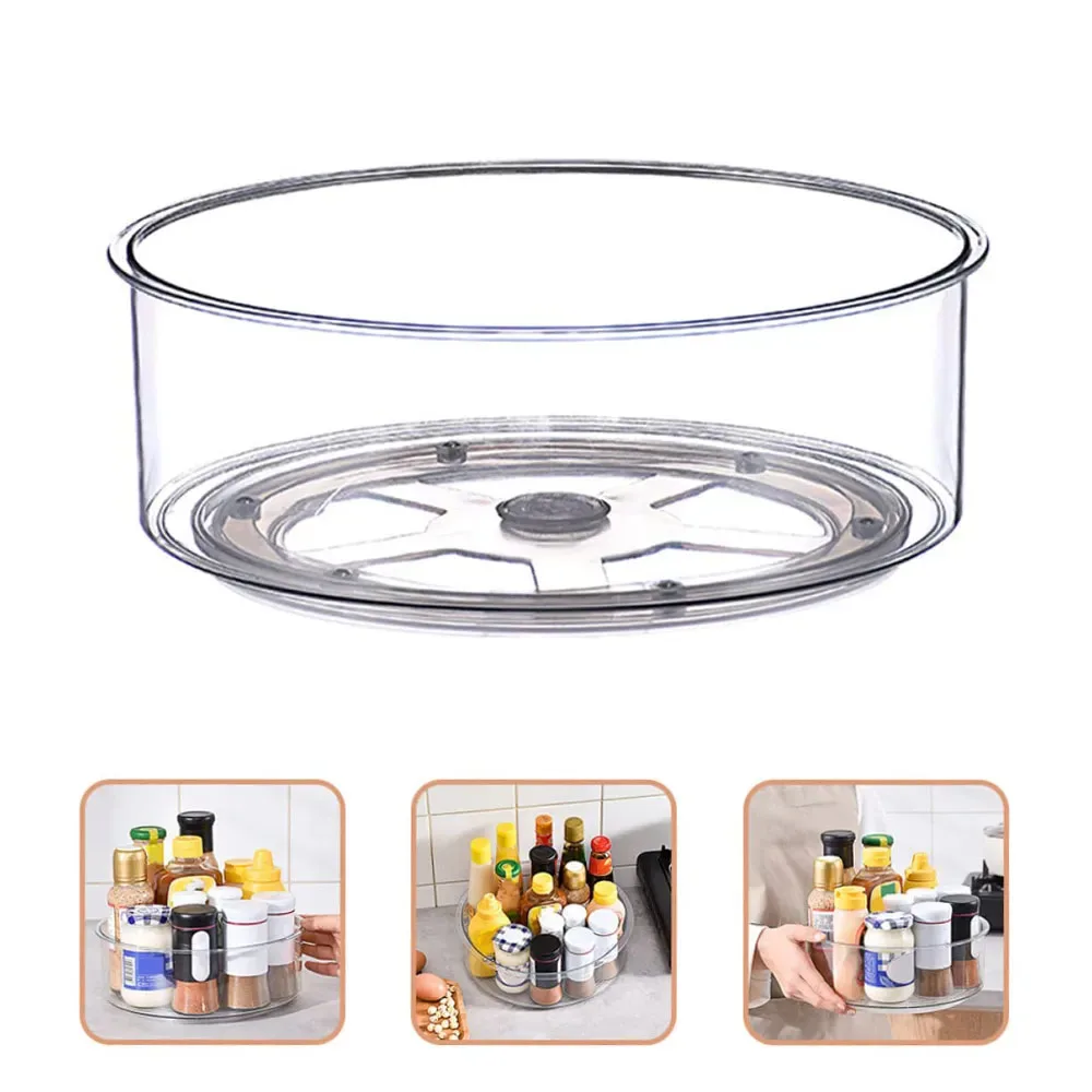 Rotating Lazy Susan Organizer Storage Tray For Kitchen/Bathroom Pantry Fridge Cupboards & Counter Clear Rotating Organizer