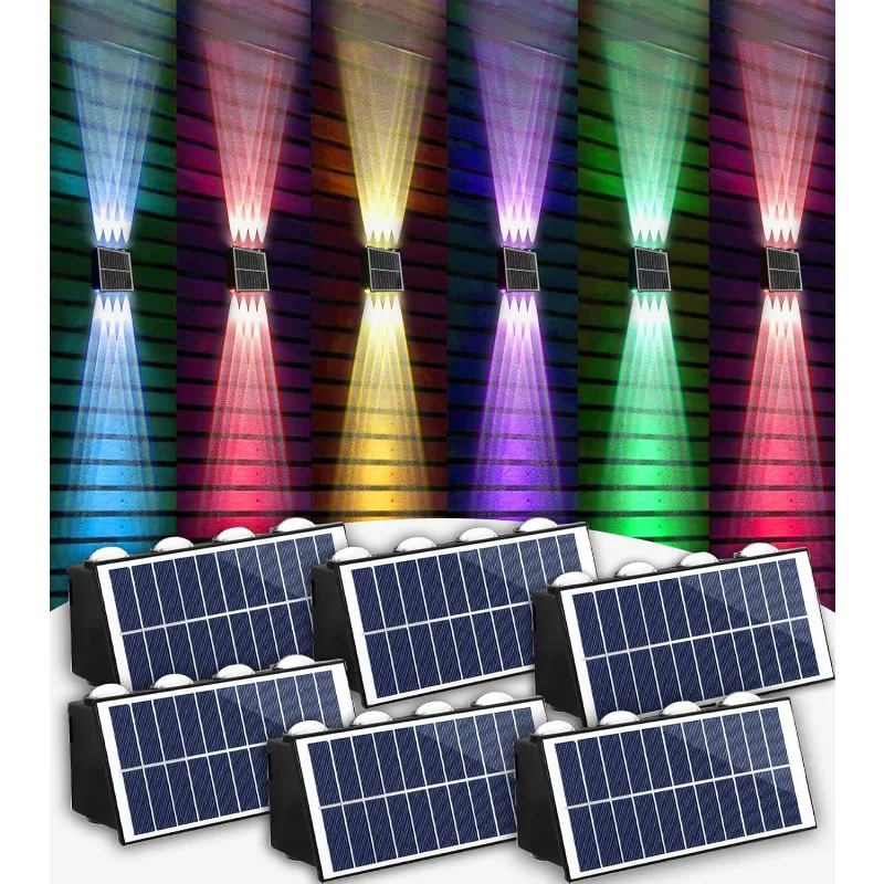 

Outdoor Solar Fence Lights with Multi-Color, Up and Down RGB Lighting Solar Wall Light Waterproof IP65, Solar Fence Lights