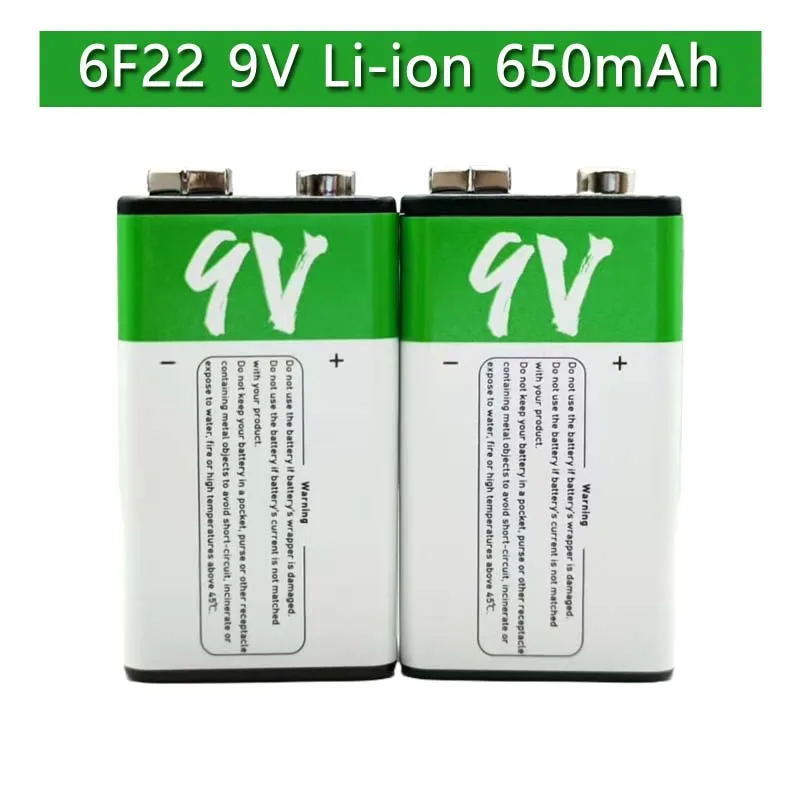 

6F22 9V Li-ion 650mAh Battery Rechargeable Battery for RC Helicopeter Model Multimeter Microphone +USB Type-C Charging Cable