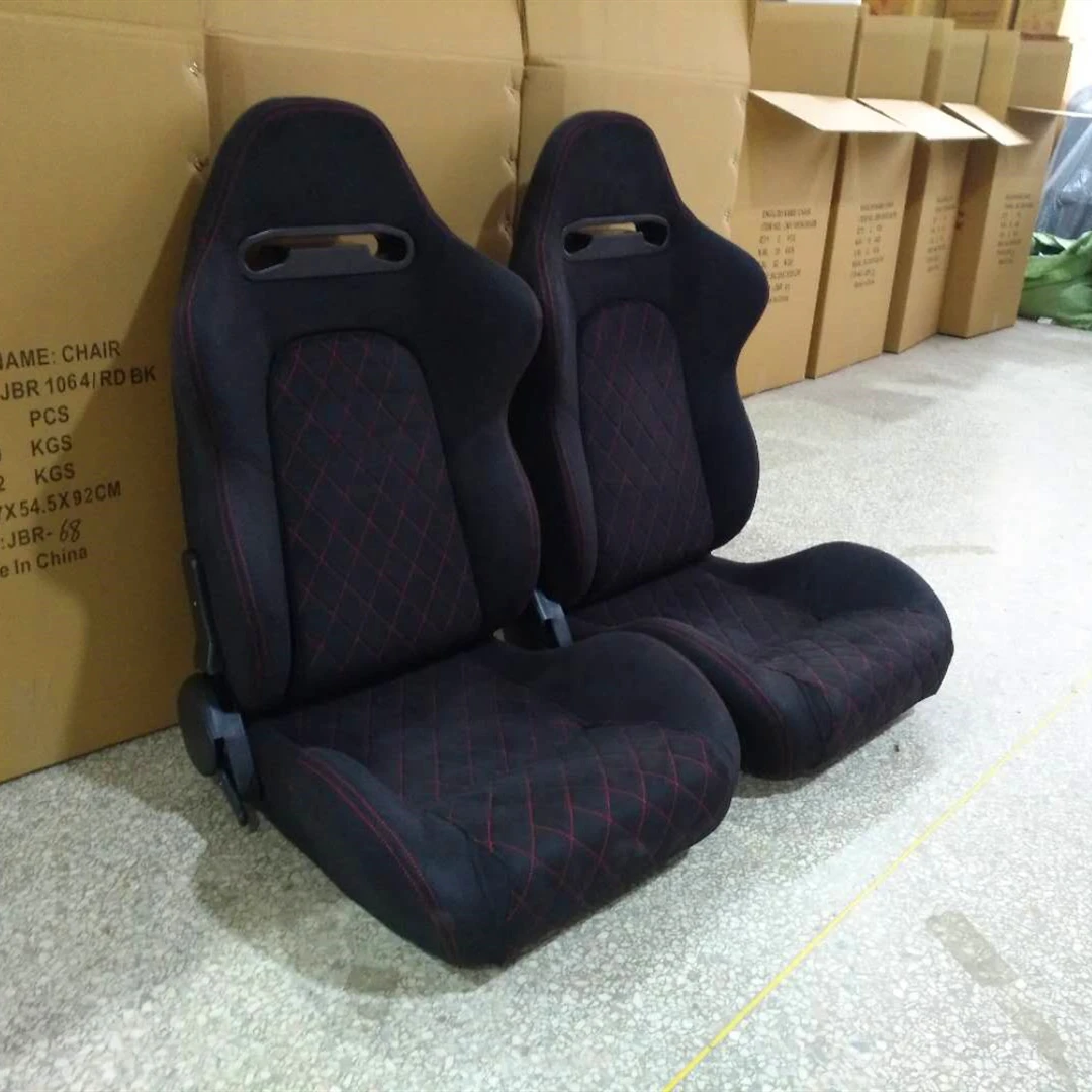 JBR1019A Black Stitch Suede Reclining Car Seats New Design Sport Seats Made Of Cloth And PVC Material